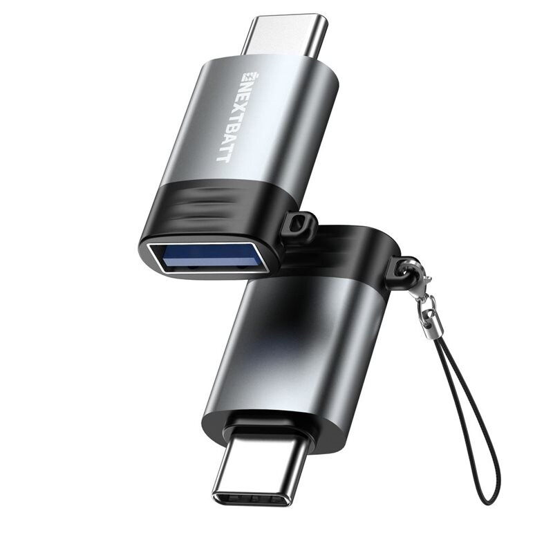 NEXTBATT USB-A til USB-C adapter Grå