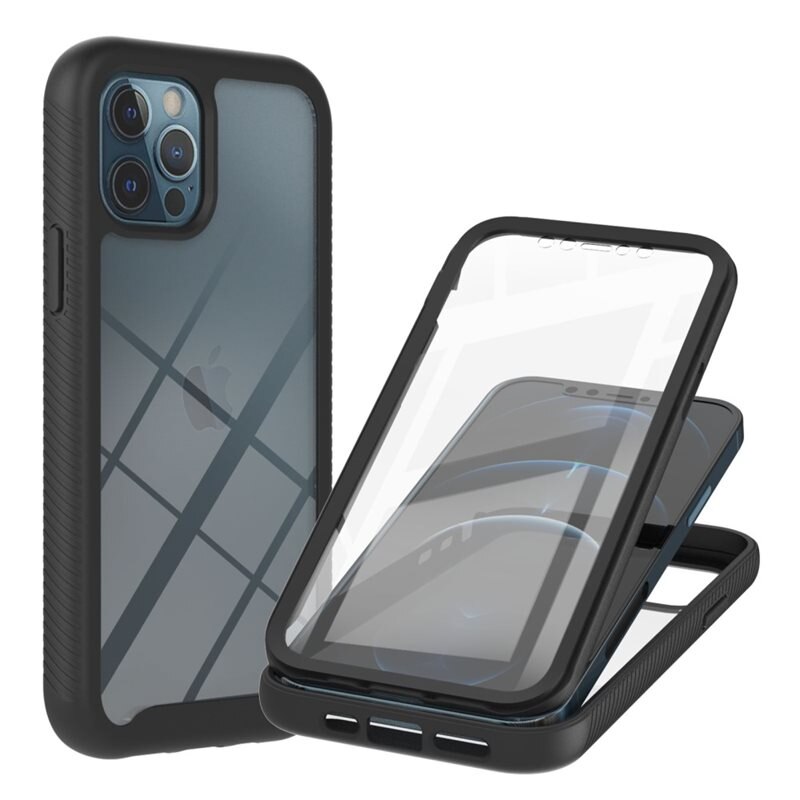 Full Protection Case iPhone 12 Pro Max Svart - Heldekkende deksel med skjermbeskyttelse