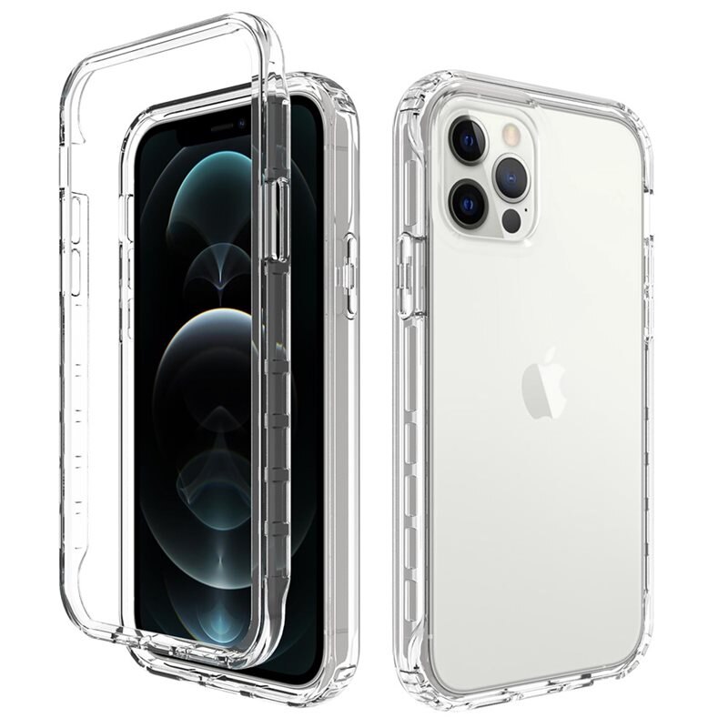 Full Cover Deksel iPhone 12/iPhone 12 Pro Gjennomsiktig - Heldekkende mobildeksel i to lag