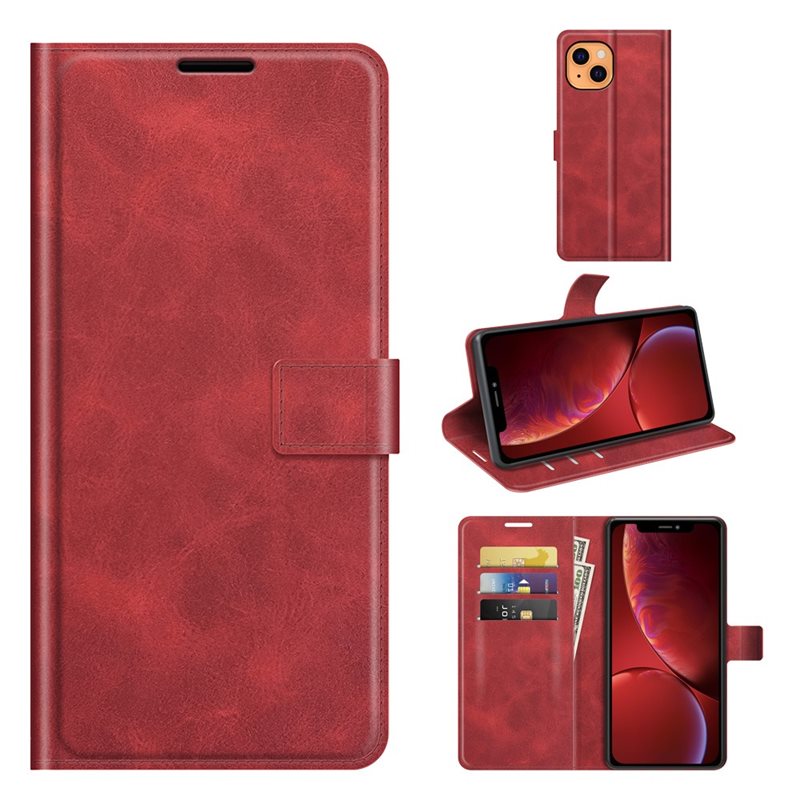 Leather Wallet iPhone 13 Red - Lommebokdeksel - Etui