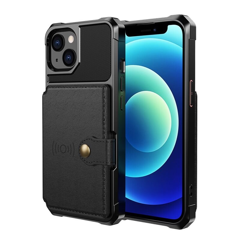 Tough Multi-slot Deksel iPhone 13 Mini Svart - Mobildeksel med praktisk kortspor og lommebok