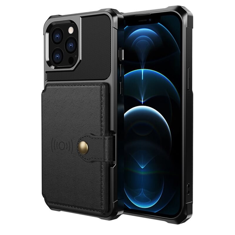 Tough Multi-slot Deksel iPhone 13 Pro Max Svart - Mobildeksel med praktisk kortspor og lommebok