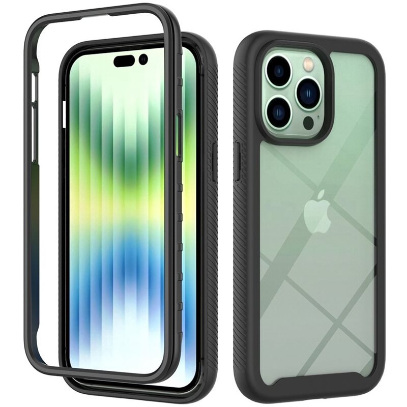 Full Cover Deksel iPhone 14 Plus Svart - Heldekkende mobildeksel i to lag