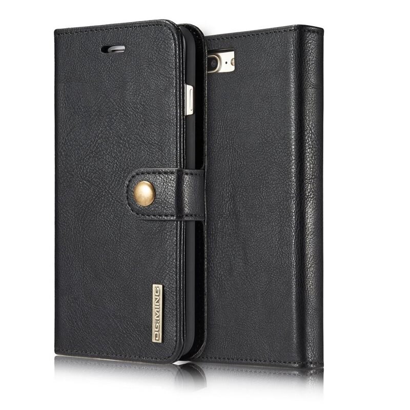 DG.MING Magnet Wallet iPhone 7 Plus/iPhone 8 Plus Black - Stilrent lær-etui med avtagbart magnetisk deksel