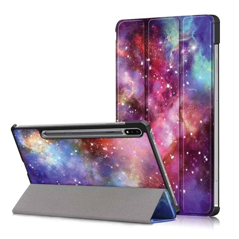 Etui Tri-fold Samsung Galaxy Tab S7 FE Rymd - Beskyttende deksel med støttefunksjon