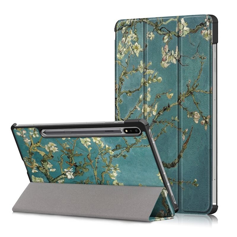Etui Tri-fold Samsung Galaxy Tab S7 FE - Kirsebærblomster - Beskyttende deksel med støttefunksjon
