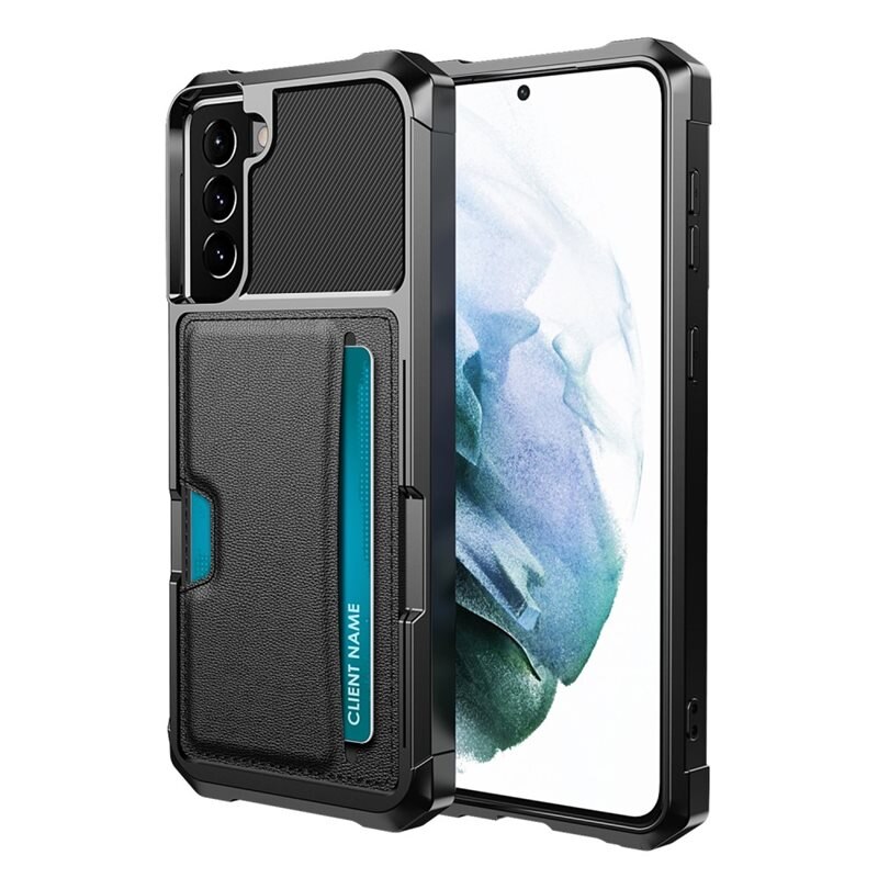 Tough Card Case Samsung Galaxy S22 svart - Ekstra støtsikkert deksel med lett tilgjengelig kortlomme for mobiltelefon