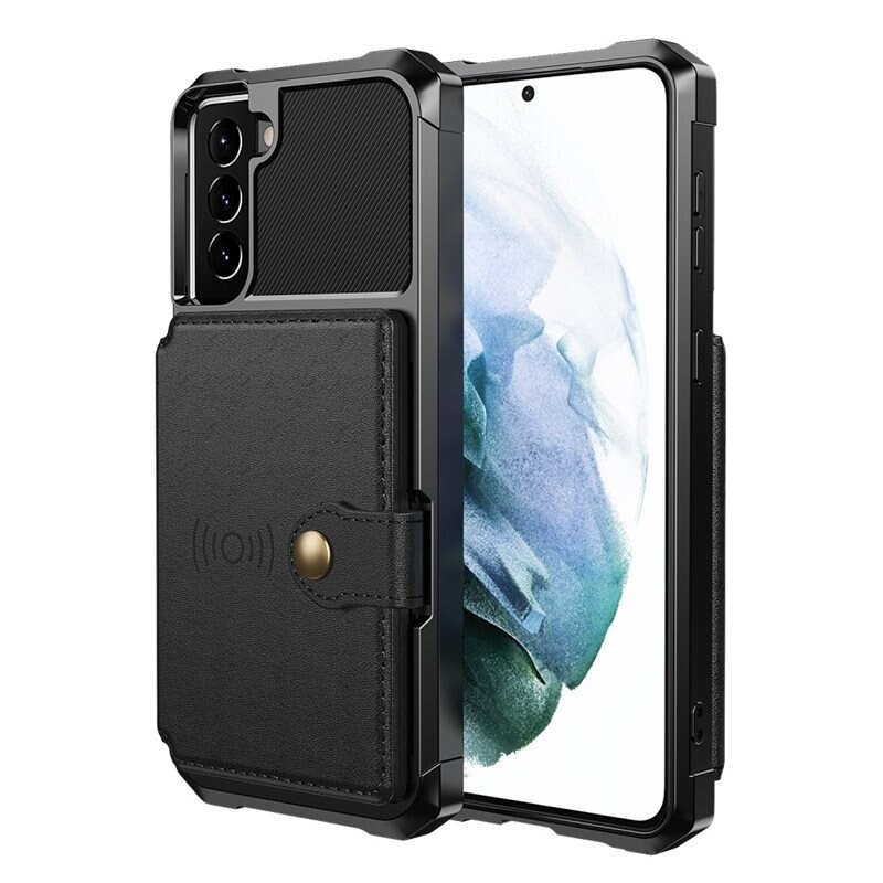 Tough Multi-slot Deksel Samsung Galaxy S22 Plus Svart - Mobildeksel med praktisk kortspor og lommebok