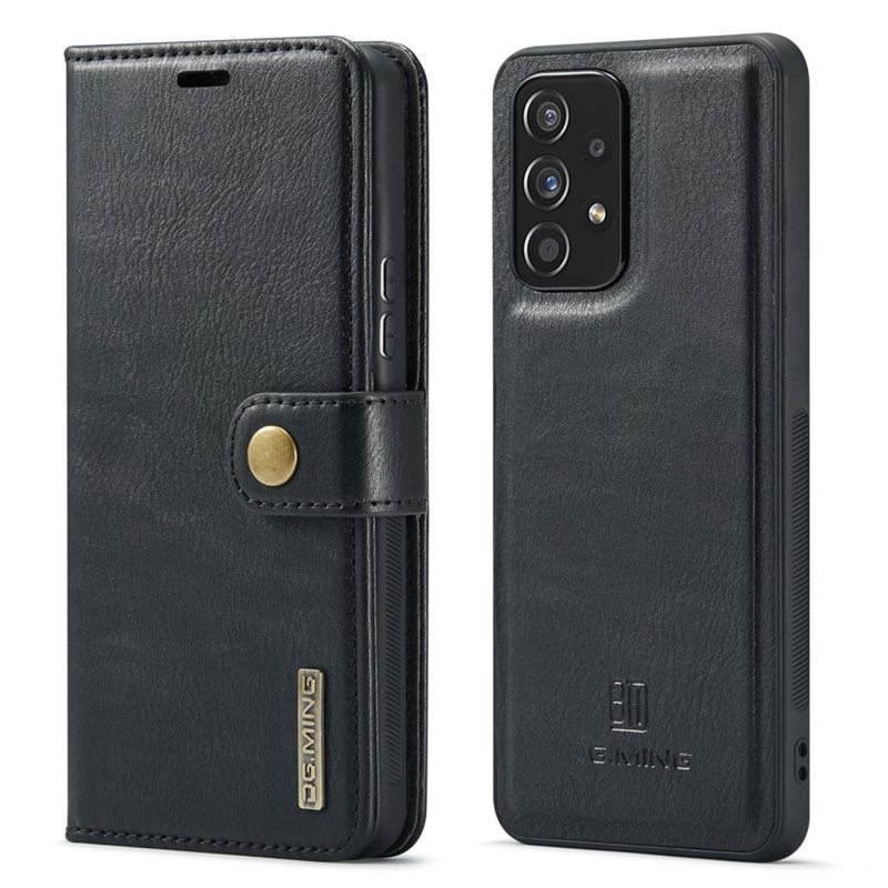 DG.MING Magnet Wallet Samsung Galaxy A53 Black - Stilrent lær-etui med avtagbart magnetisk deksel