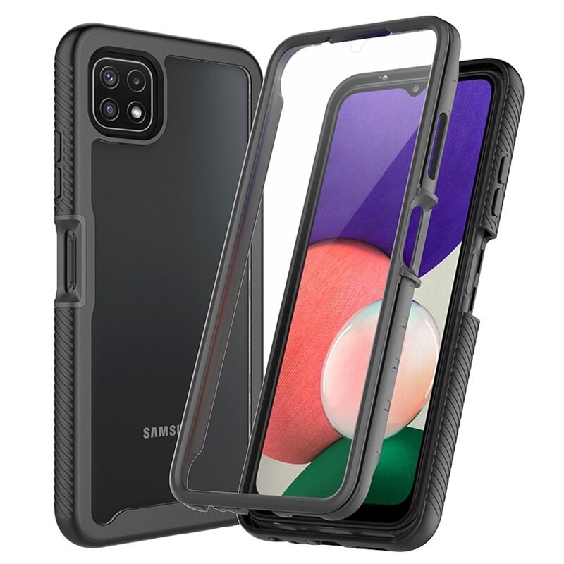 Full Protection Case Samsung Galaxy A22 5G Svart - Heldekkende deksel med skjermbeskyttelse