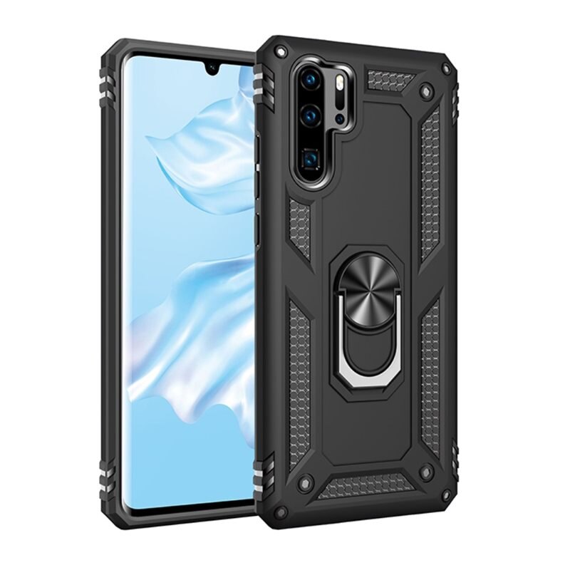 Hybriddeksel Tech Ring Huawei P30 Pro svart - Kult støtsikkert deksel med gripering