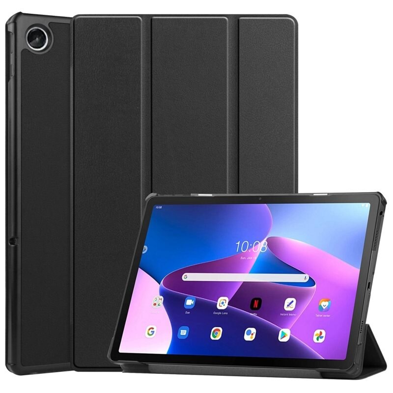 Etui Tri-fold Lenovo Tab M10 Plus (3rd gen) Svart - Beskyttende deksel med støttefunksjon