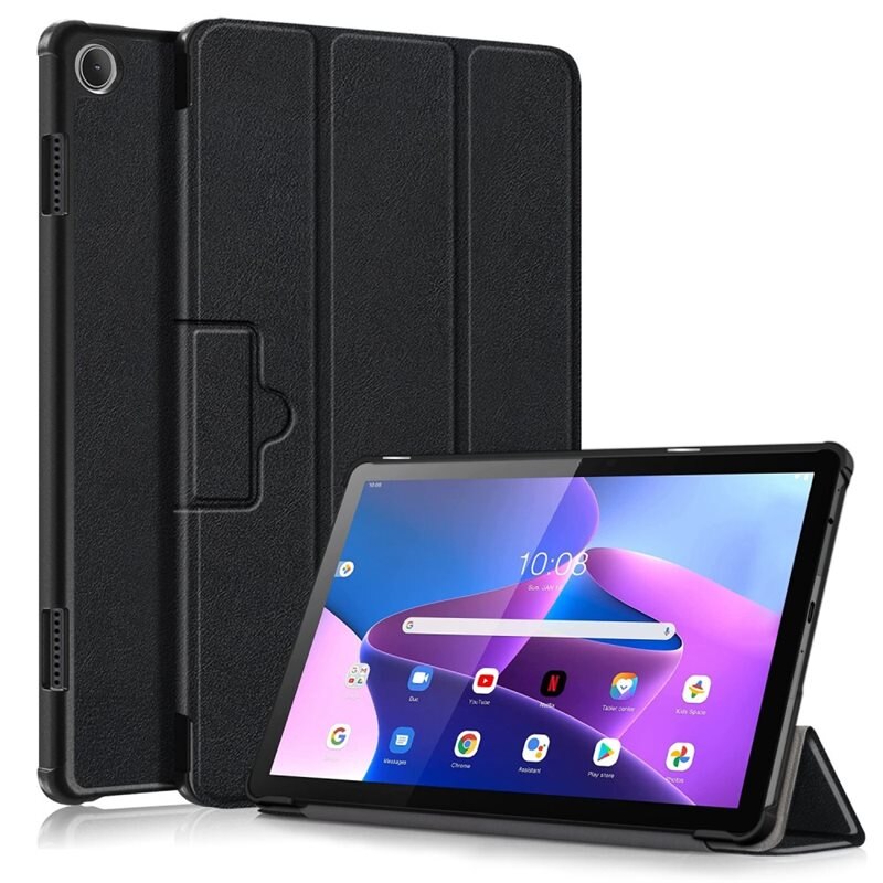 Etui Tri-fold Lenovo Tab M10 (3rd Gen) Svart - Beskyttende deksel med støttefunksjon