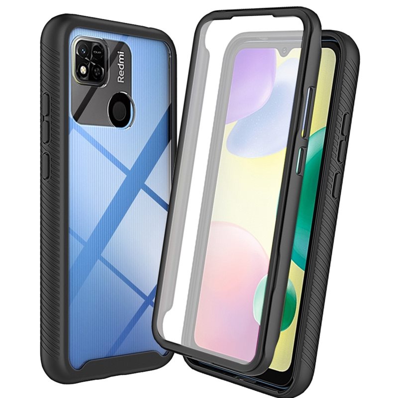 Full Protection Case Xiaomi Redmi 9C Svart - Heldekkende deksel med skjermbeskyttelse