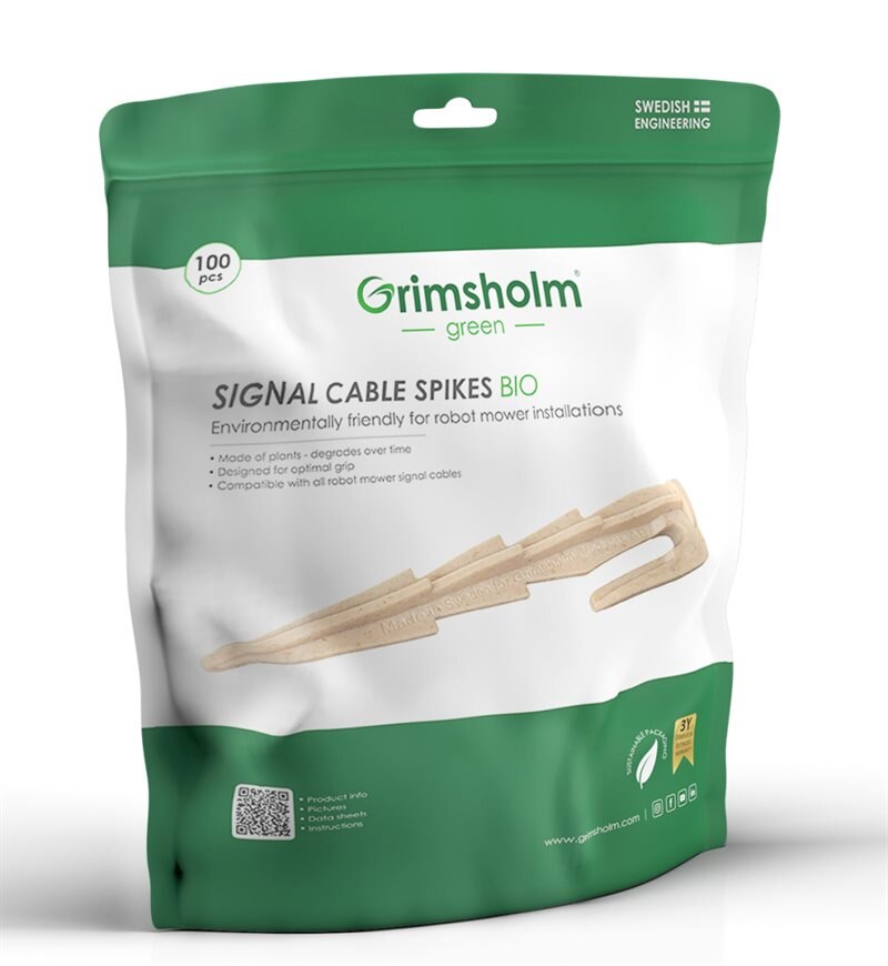 Grimsholm Bio Signalkabelpinne for robotgressklippere (100-Pack)