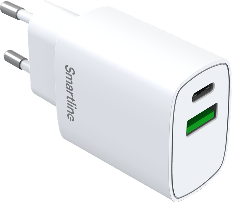 Smartline Dual PD Wall Charger 20W USB-C + A hvit