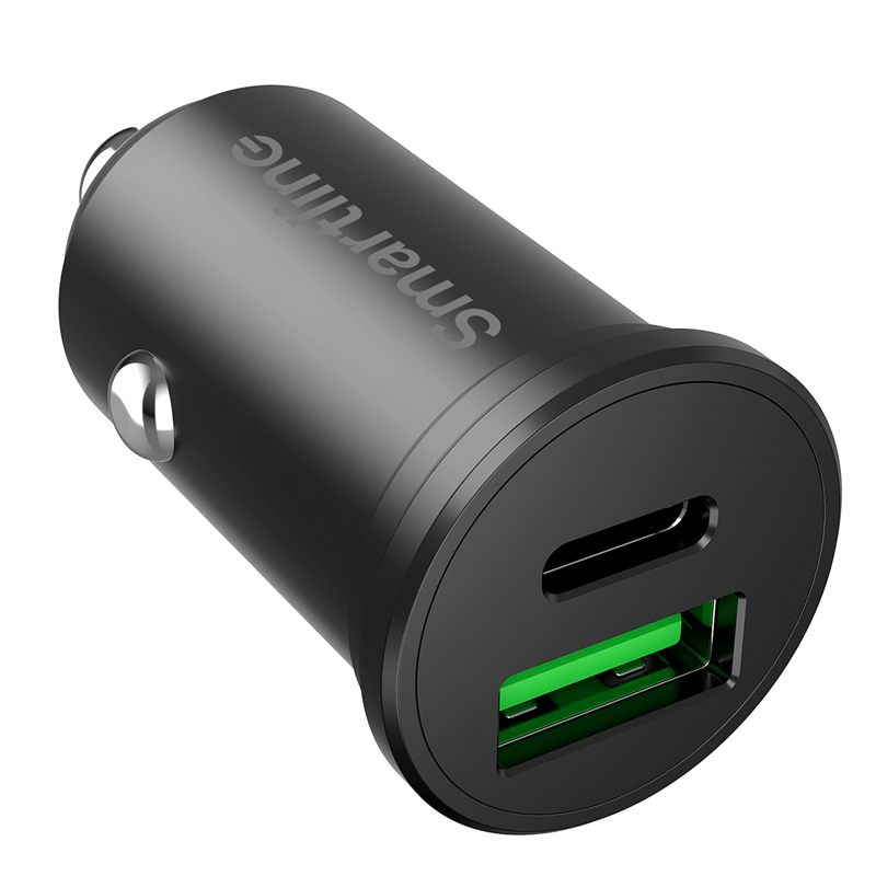 Smartline PD Dual Car Charger USB-C + USB-A 45W 12V-24V svart