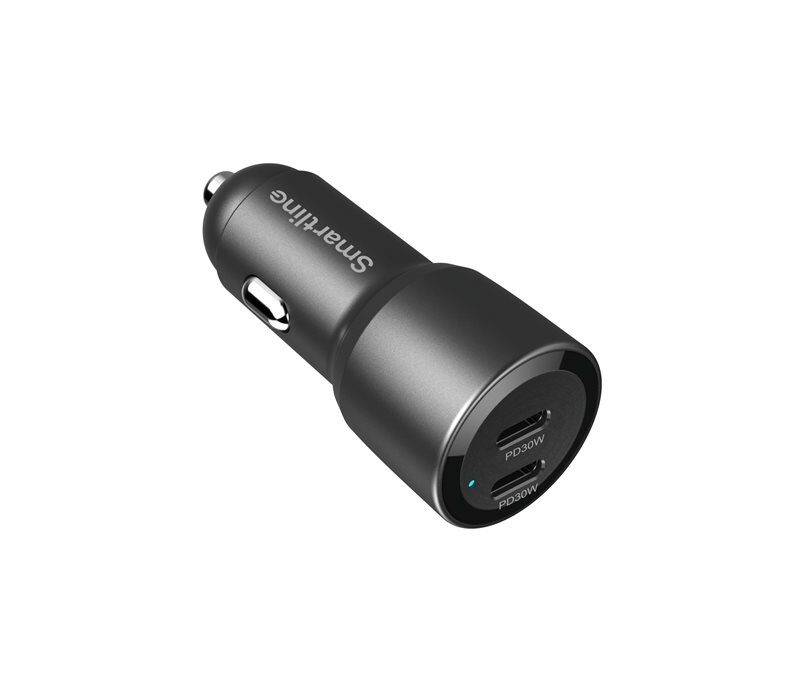Smartline Billader USB-C x2 60W PD svart