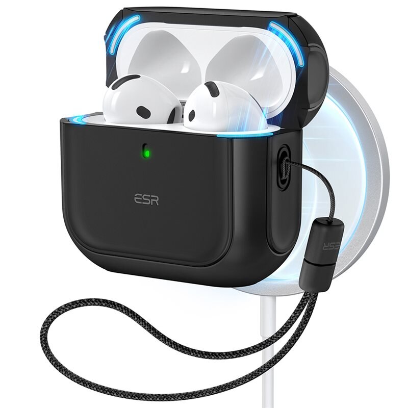 ESR Orbit HaloLock Magsafe Deksel Apple AirPods 4 Black - Deksel med MagSafe - Beskytt dine ørepropper - Praktisk etui for oppbevaring