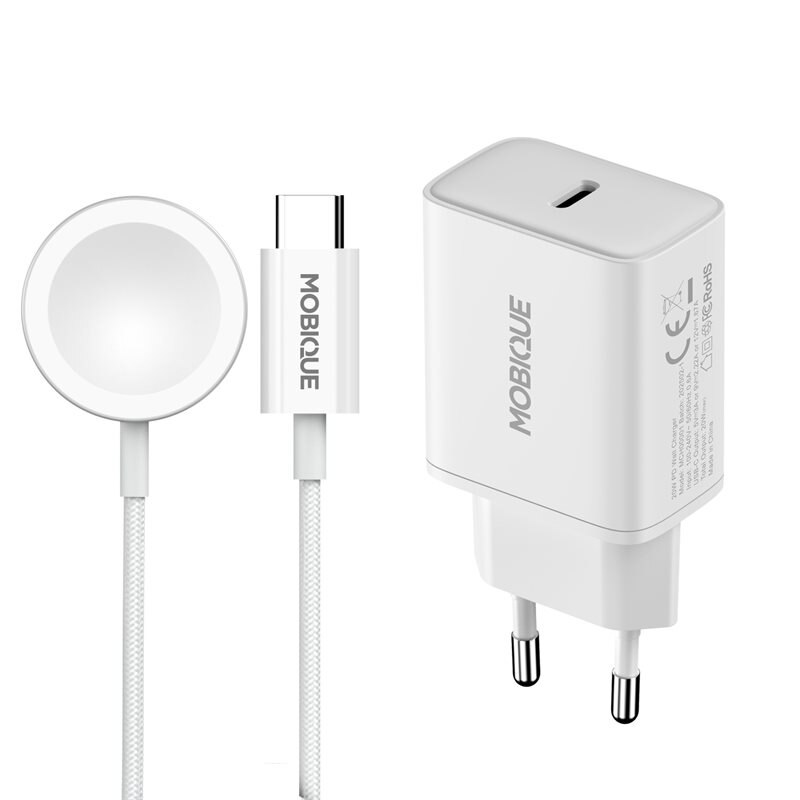 Komplett lader Apple kabel og vegglader 20W Hvit