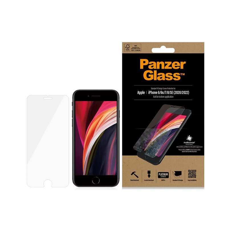 PanzerGlass iPhone SE (2020) Screen Protector - Herdet glass skjermbeskytter - Klar beskyttelse for din skjerm