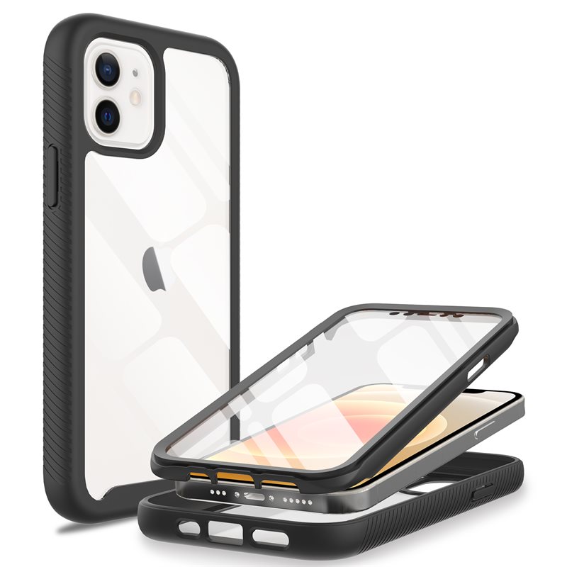 Mobique Full Protection Case iPhone 12/iPhone 12 Pro Svart - Heldekkende deksel med skjermbeskyttelse