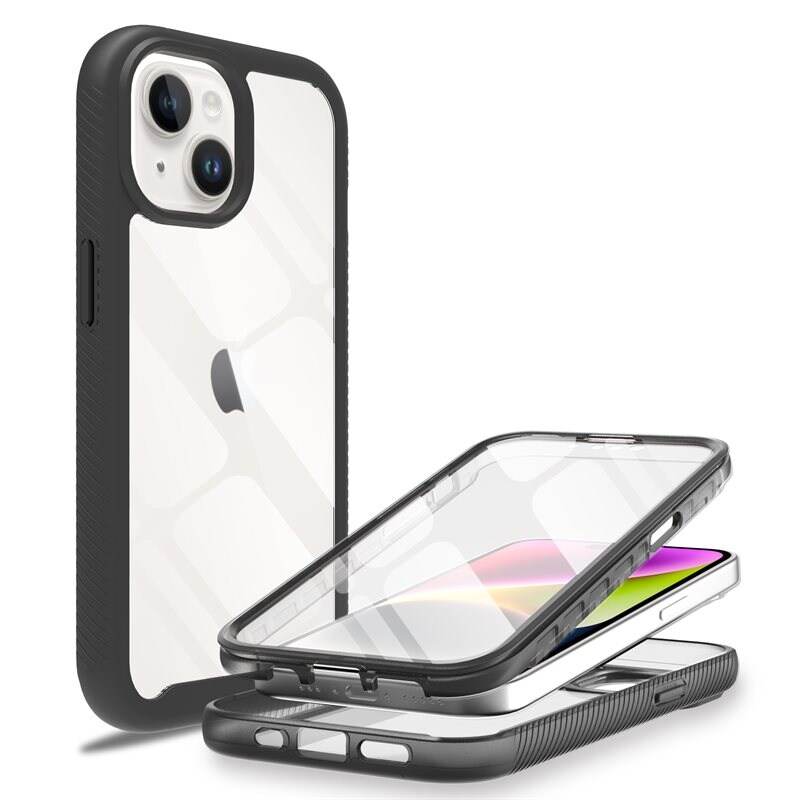 Mobique Full Protection Case iPhone 15 Plus Svart - Heldekkende deksel med skjermbeskyttelse