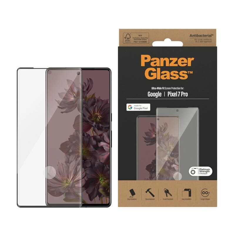 PanzerGlass Google Pixel 7 Pro Screen Protector Ultra Wide Fit - Herdet glass skjermbeskytter - Klar beskyttelse for din skjerm