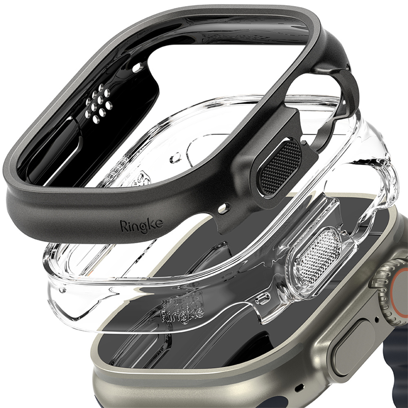 Ringke Slim Case (2-pack) Apple Watch Ultra 49mm 2nd Gen Titanium Black & Clear - Deksel til din smartklokke