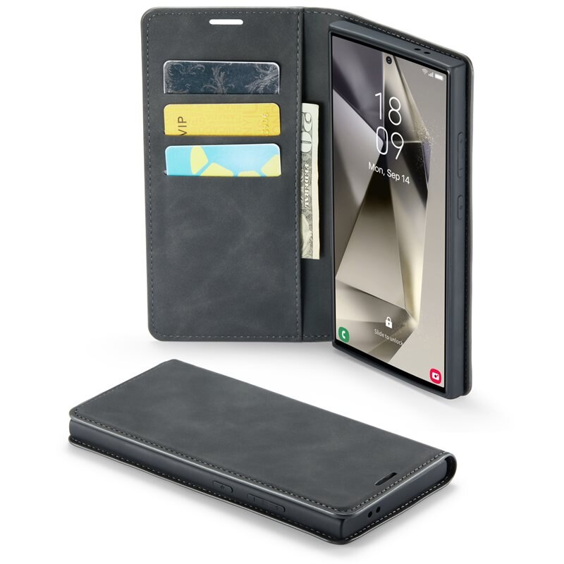 Mobique Samsung Galaxy S24 Ultra Slim Mobilveske Svart - Lommeboketui i slank design