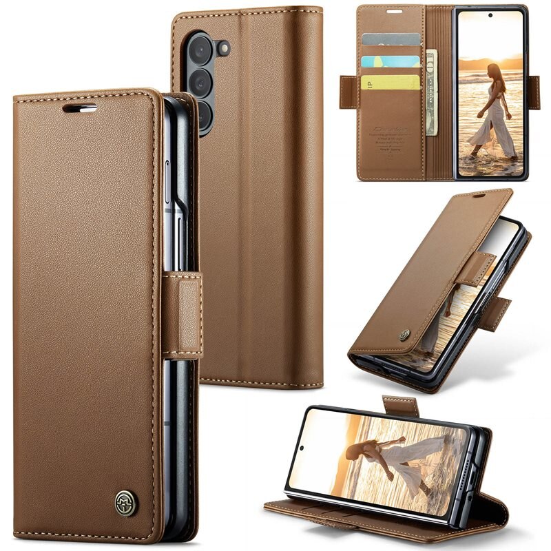 CaseMe RFID blocking Slim Lommebokveske Samsung Galaxy Z Fold 6 brun