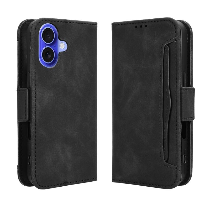 Multi Lommebokdeksel iPhone 16 Plus svart - Mobildeksel - Kortlomme og seddellomme