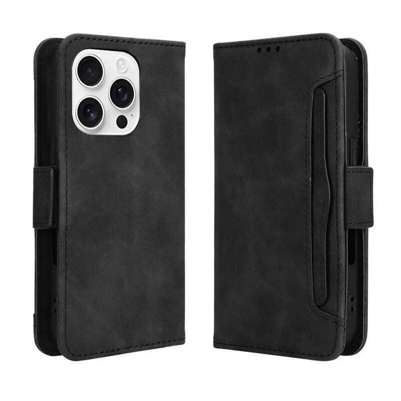 Multi Lommebokdeksel iPhone 16 Pro svart - Mobildeksel - Kortlomme og seddellomme