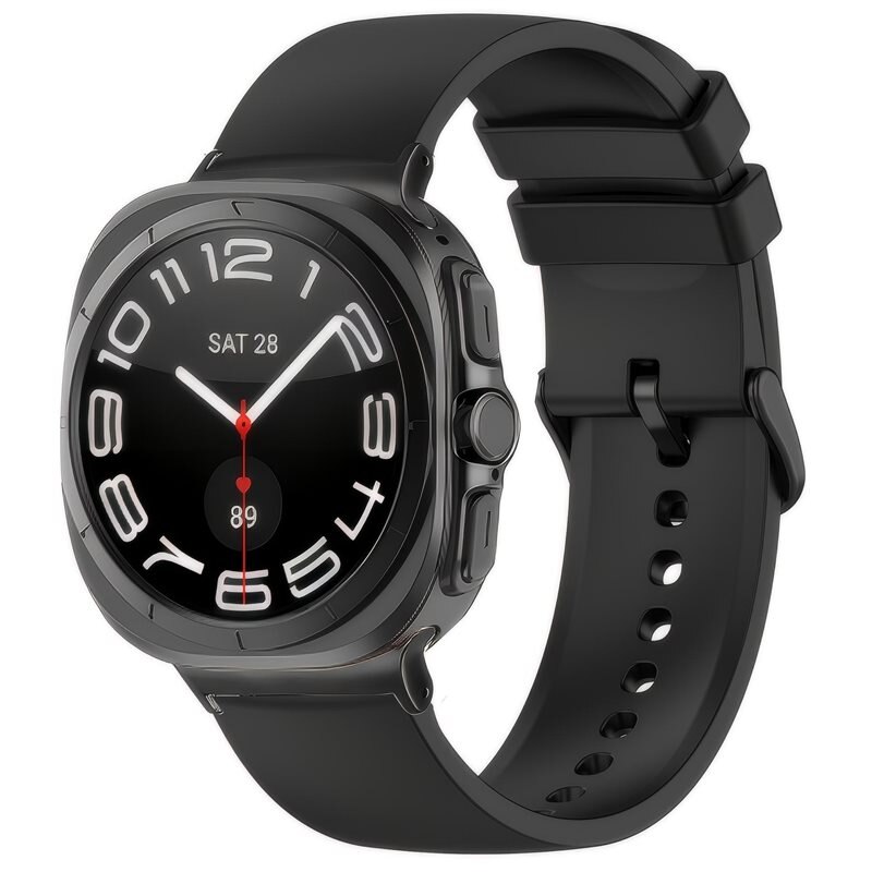 Samsung Galaxy Watch Ultra 47mm Reim Silikon Svart - Sporty armbånd perfekt for treningen