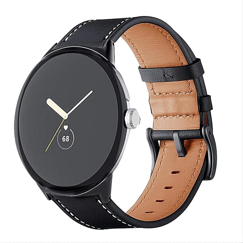 Google Pixel Watch 3 41mm Reim Lær Svart - Stilig armbånd i lær