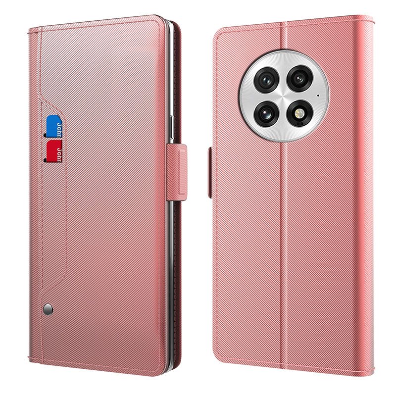 Lommebokdeksel Speil OnePlus 13 rosa gull - Pengepungdeksel med kortlomme