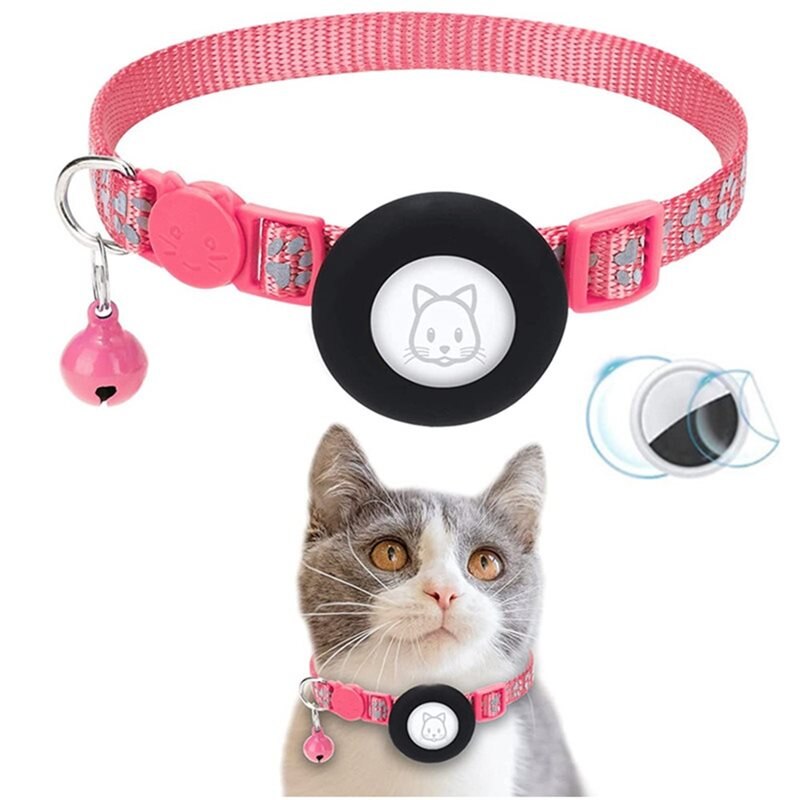 Apple AirTag Katt Halsbånd Reflekterende potetrykk Rosa
