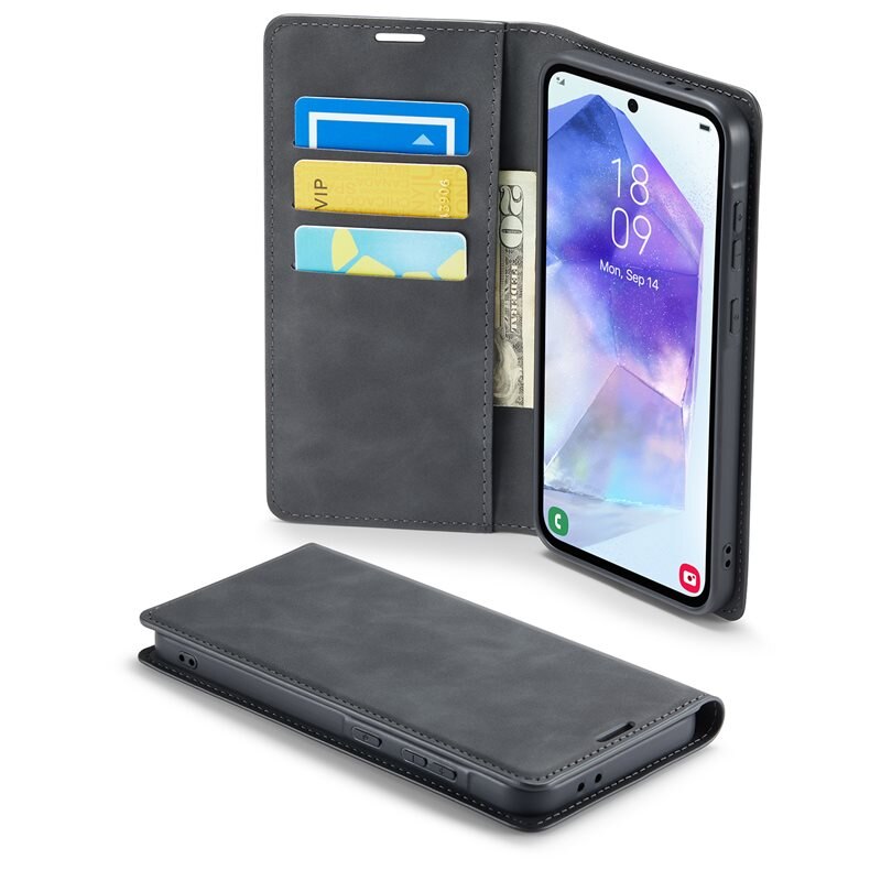 Mobique Samsung Galaxy A56 Slim Mobilveske Svart - Lommeboketui i slank design