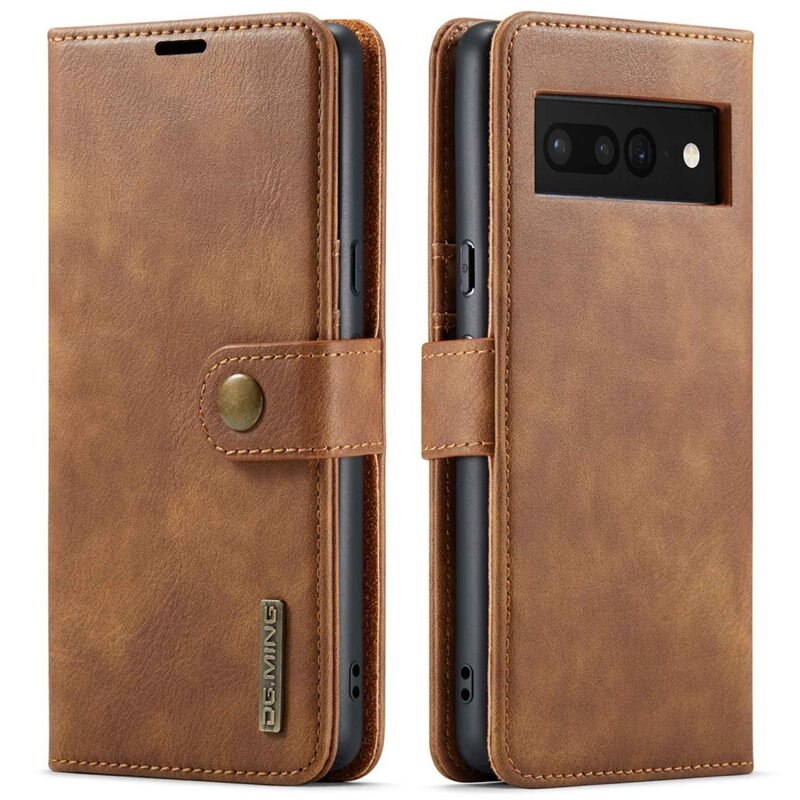 DG.MING Magnet Wallet Google Pixel 7 Pro Cognac - Stilrent lær-etui med avtagbart magnetisk deksel