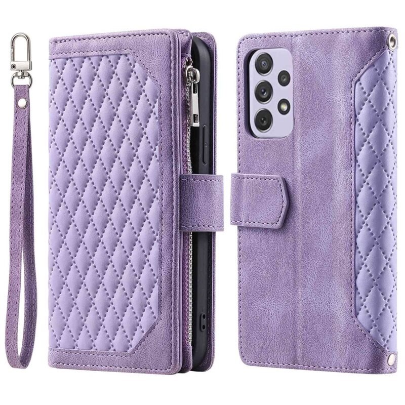 Lommebokveske Samsung Galaxy A52 5G Quilted Lilla - Mobilveske for damer
