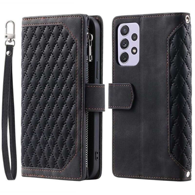 Lommebokveske Samsung Galaxy A52 5G Quilted Svart - Mobilveske for damer