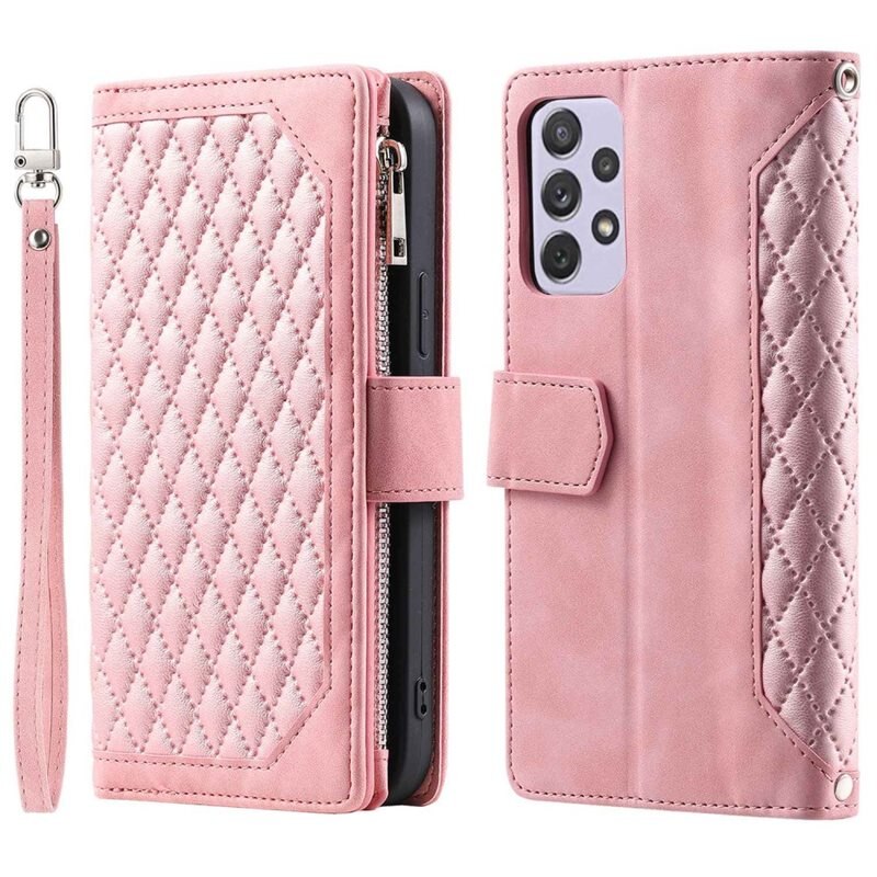 Lommebokveske Samsung Galaxy A52 5G Quilted Rosa - Mobilveske for damer