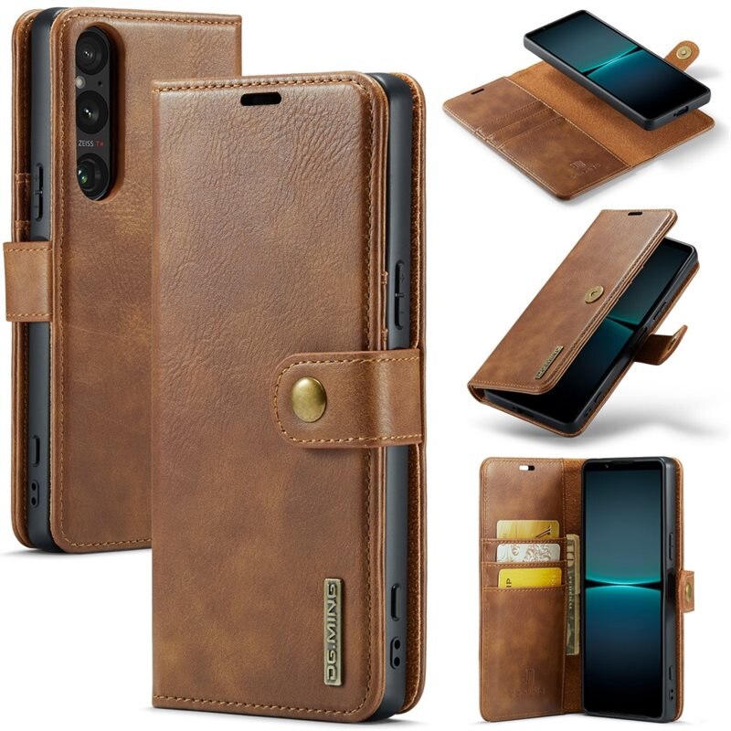 DG.MING Magnet Wallet Sony Xperia 1 VI Cognac - Stilrent lær-etui med avtagbart magnetisk deksel