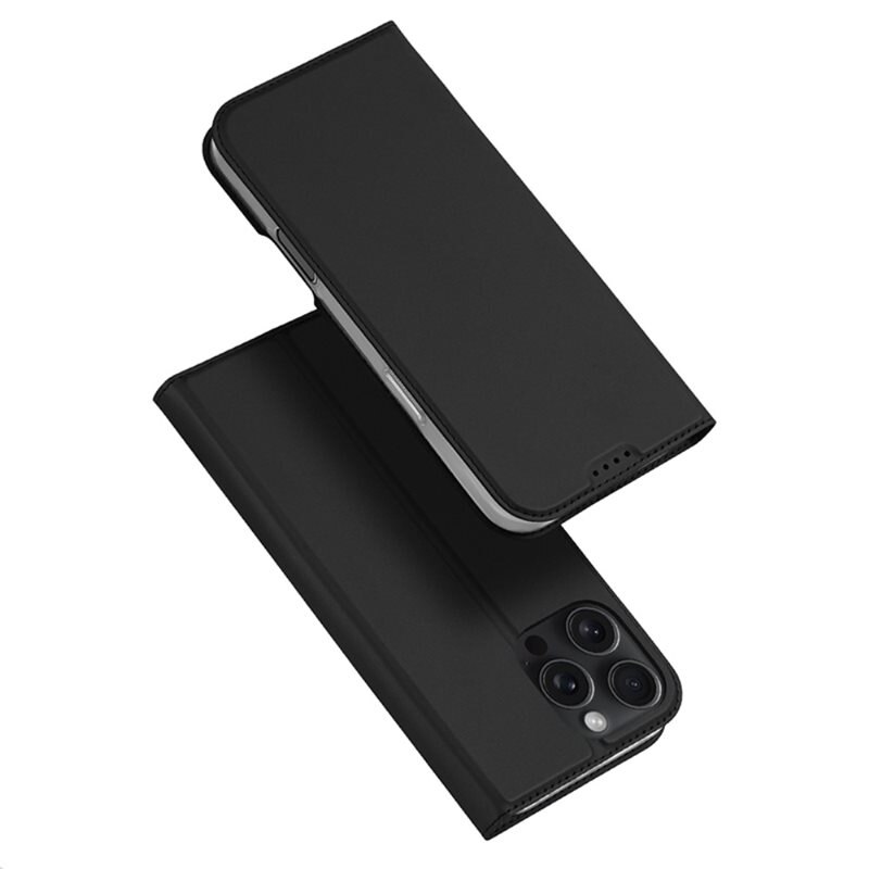 Dux Ducis Skin Pro Series iPhone 16 Pro - Svart - Tynn lommebokdeksel med kortlommer og innebygd ståfunksjon