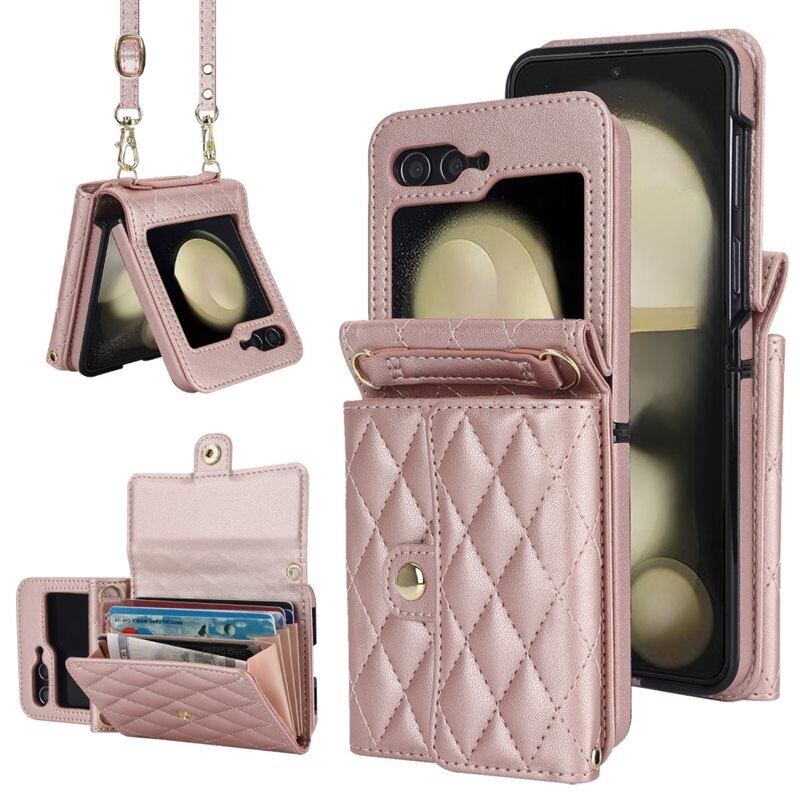 RFID blocking Lommebokveske Samsung Galaxy Z Flip 6 Quilted rosegull