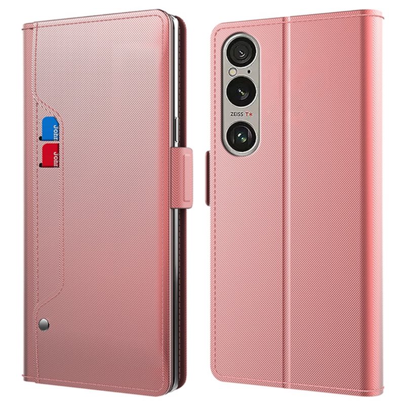 Lommebokdeksel Speil Sony Xperia 1 VI rosa gull - Pengepungdeksel med kortlomme