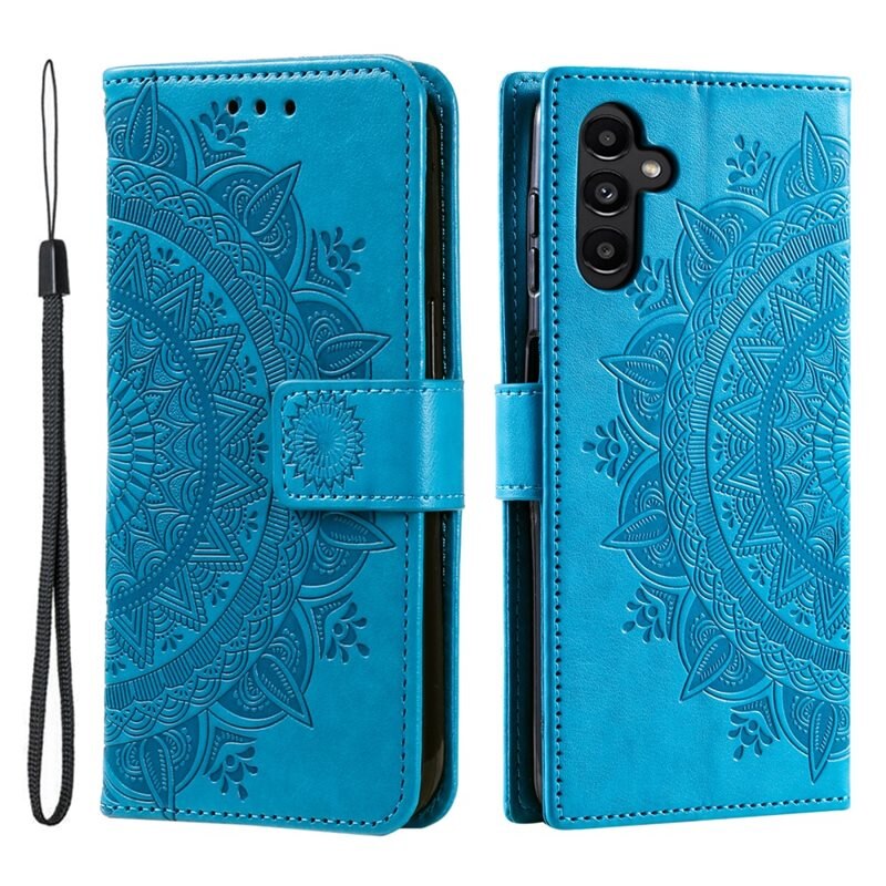 Lærveske Mandala Samsung Galaxy A16 blå - Fint lommeboketui med mønster