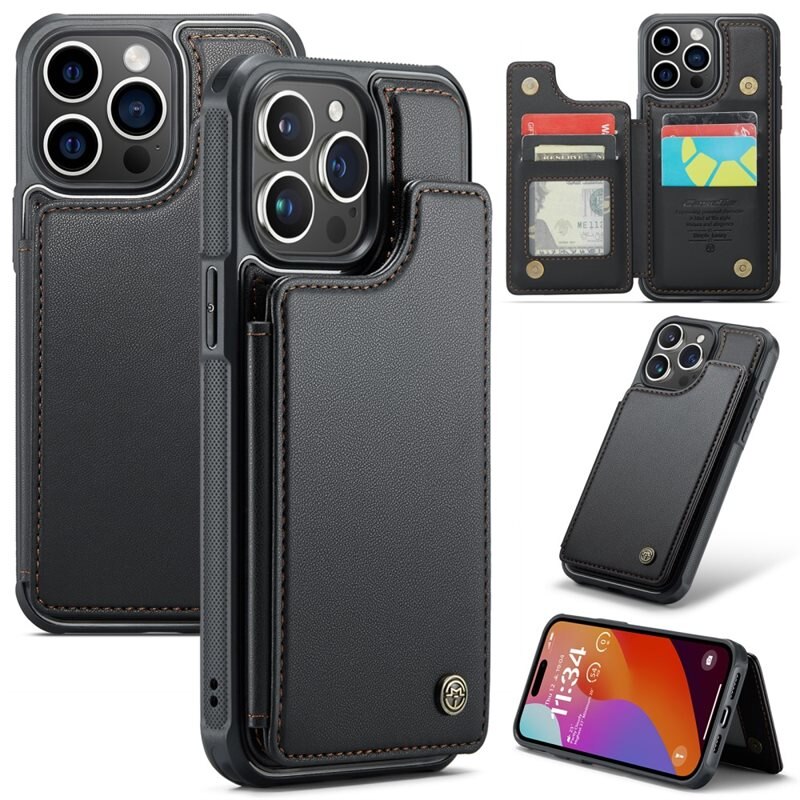 CaseMe RFID blocking Lommebokdeksel iPhone 16 Pro Max svart