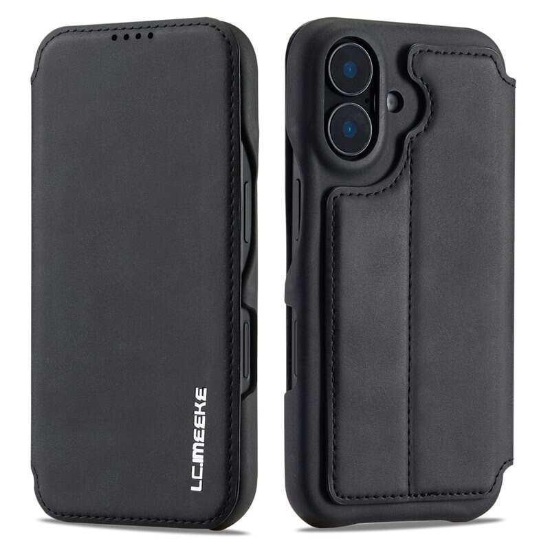 LC.IMEEKE Slim Lommebokdeksel iPhone 16 svart