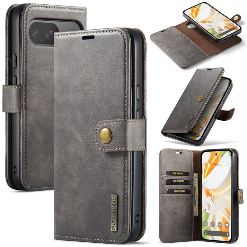 DG.MING Magnet Wallet Google Pixel 9 Pro XL Brown - Stilrent lær-etui med avtagbart magnetisk deksel